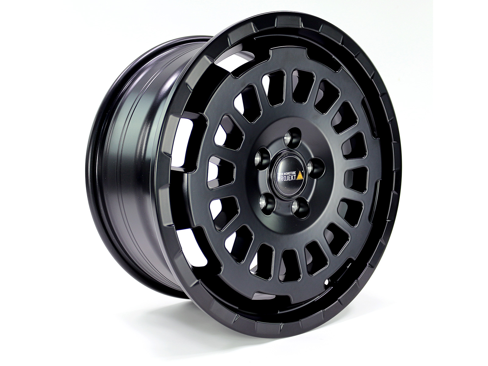 VW T5 T6 T6.1 TWIN-MONOTUBE-PROJEKT-AT 8X17 ZOLL IN SEIDENMATT SCHWARZ, KONKAV