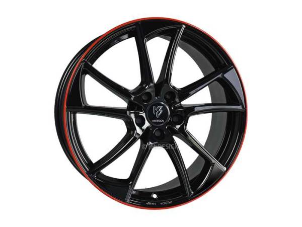 MB Design mb1 Glanzschwarz Rot Felge 7.5x19 - 19 Zoll 5x114,3 Lochkreis