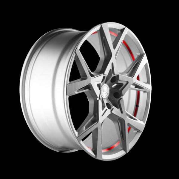 BARRACUDA PROJECT X Silver-brushed-Surface undercut Trimline red Felge 10x22 - 22 Zoll 5x127 Lochkre