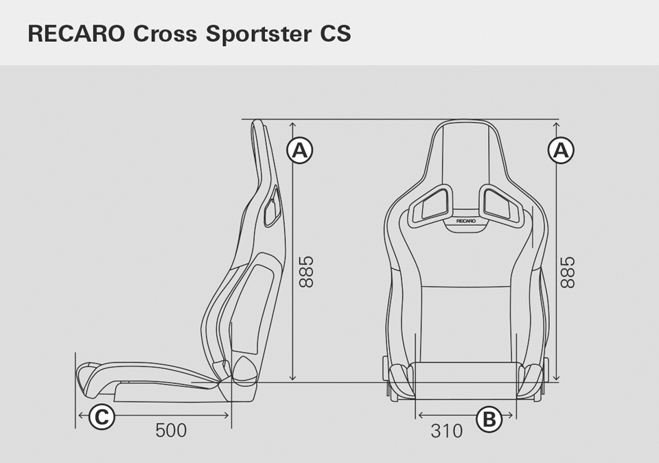 RECARO Cross Sportster Fahrersitz ohne Heizung Kunstleder/Dinamica