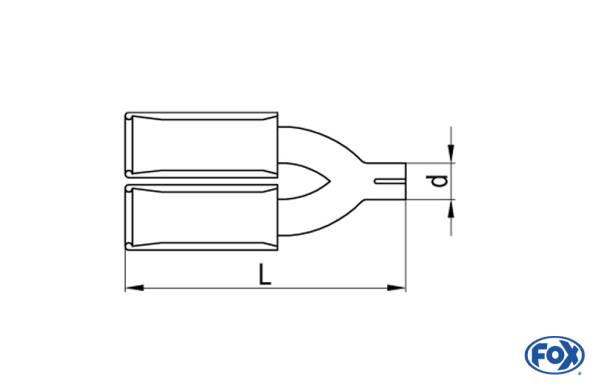 Anschraubendrohr Typ 70 mit Schelle doppelt - 2x78x75mm Eckig eingerollt / abgeschrägt / ohne Absorb
